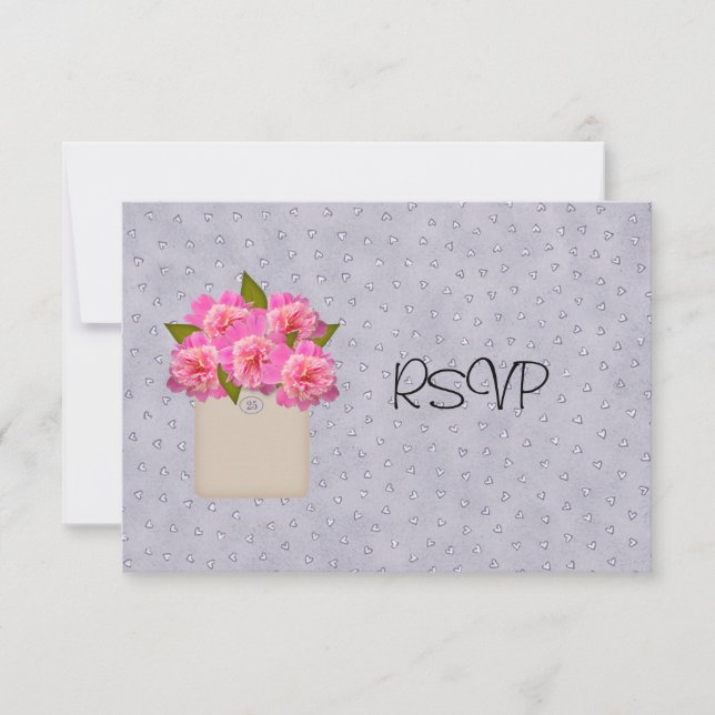 Country Crock Of Peonies Reception RSVP Invitation (Front)