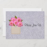 Country Crock Of Peonies Wedding Invitation
