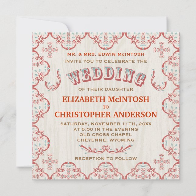 Country Cross Wedding Invitation (Front)