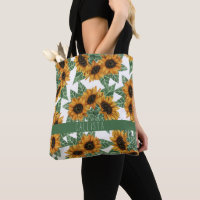 Country Cute Yellow Sunflowers Watercolor Monogram
