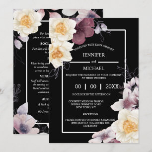 Country daffodil dark moody botanical floral invitation