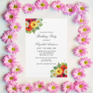 Country Daisies Birthday Invitation