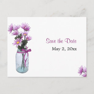Country Daisies Mason Jar - Save the Date Postcard