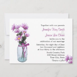 Country Daisies Mason Jar - Wedding Invitation