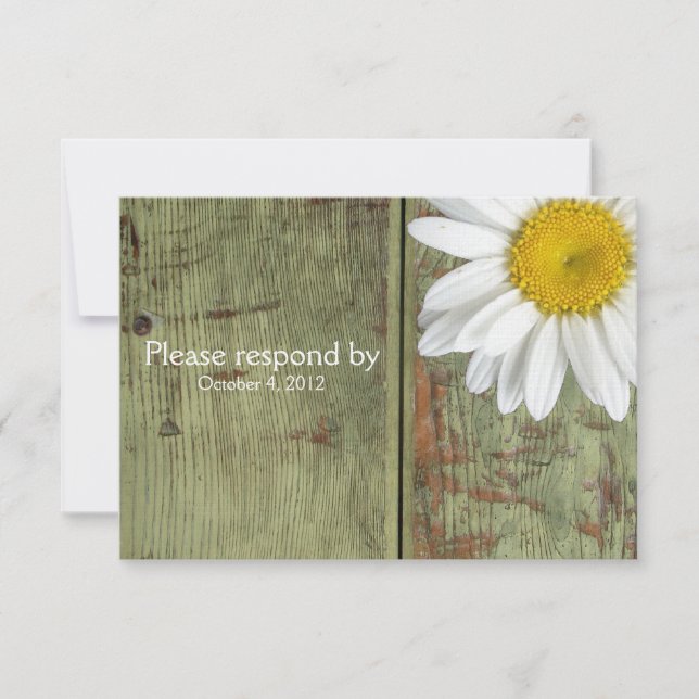 Country Daisy and Barn Wood RSVP with envelope (Front)