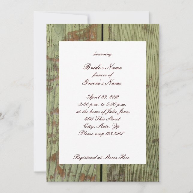 Country Daisy Barn Wood Bridal Shower Invitation (Front)