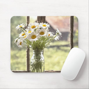 Country Daisy Bouquet In Window Mouse Mat