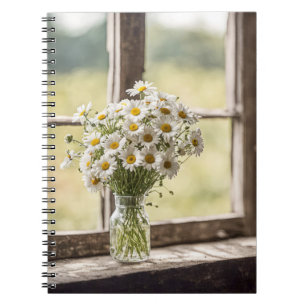 Country Daisy Bouquet In Window Notebook