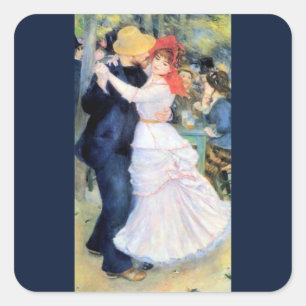 Country dance couple man woman square sticker