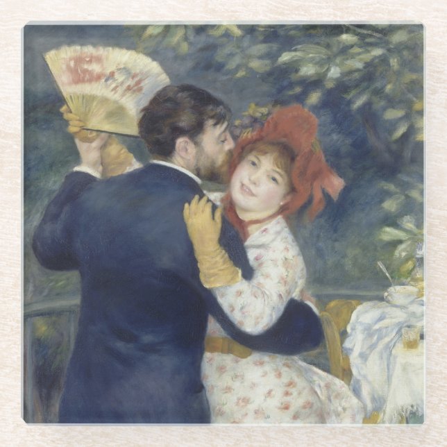 Country Dance - Renoir Impressionist Painting Glass Coaster (Front)