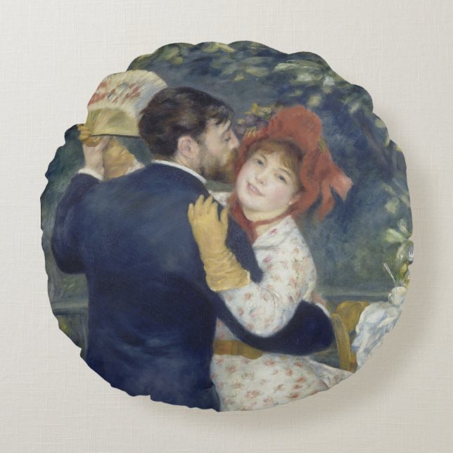 Country Dance - Renoir Impressionist Painting Round Cushion (Front)