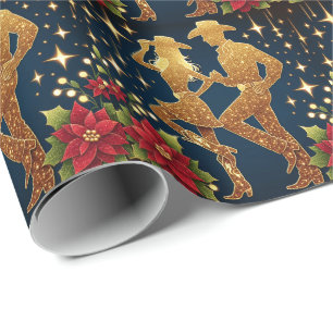 Country Dancers Christmas Holiday Greeting Wrapping Paper