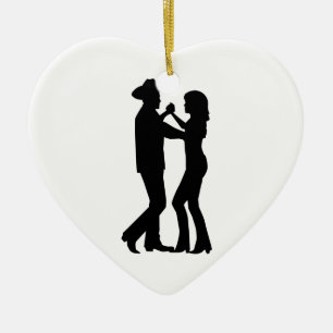 Country dancing ceramic tree decoration