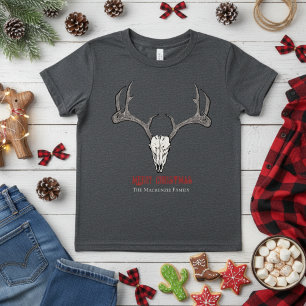 Country Deer Head Reindeer Skull Antlers Kids Tri-Blend Shirt