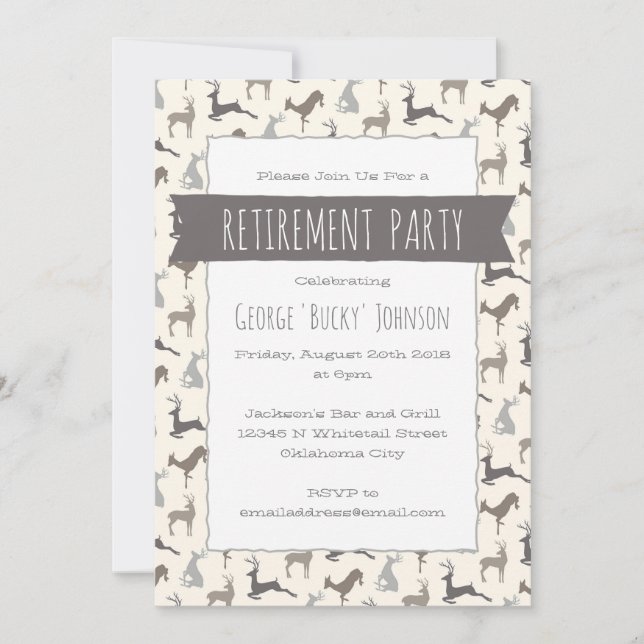 Country Deer Retirement Party Invitation (Front)