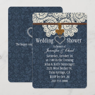 Country Denim & Ivory Lace Wedding Shower Invitation