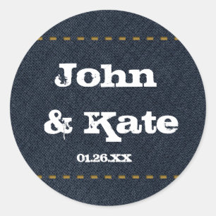 Country Denim Jean Rustic Western Party Favour Classic Round Sticker
