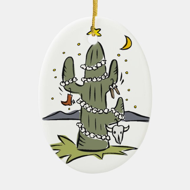 Country Desert Christmas Ceramic Tree Decoration (Front)