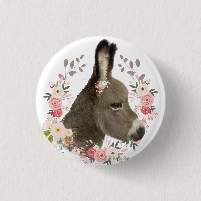 Country Donkey 3 Cm Round Badge (Front)