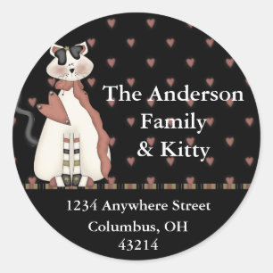 Country Dressed White Cat Return Address Labels