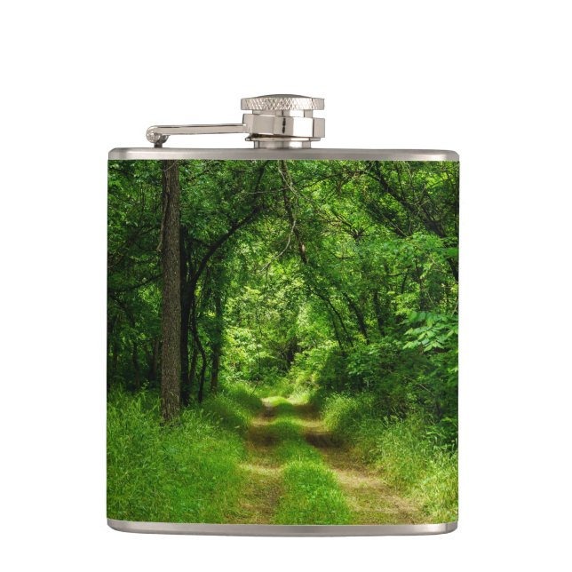 Country Driveway Hip Flask (Front)