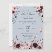 Country Dusty Blue and Burgundy Flowers Wedding