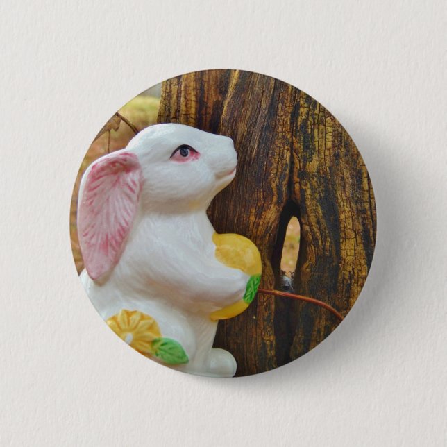 Country Easter Bunny 6 Cm Round Badge (Front)