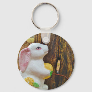 Country Easter Bunny Key Ring