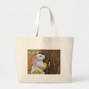 Country Easter Bunny Large Tote Bag