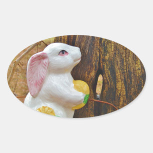 Country Easter Bunny Oval Sticker
