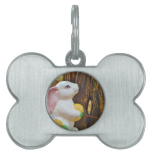 Country Easter Bunny Pet Name Tag