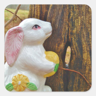 Country Easter Bunny Square Sticker