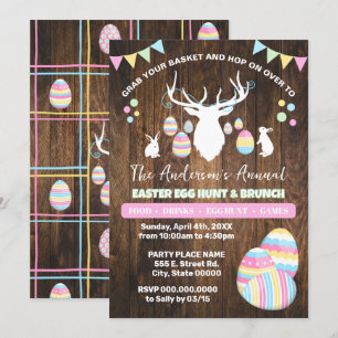 Country Easter Egg Hunt & Brunch Deer Bunnies Invitation