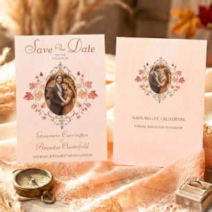Country Elegance 2 Photo Autumn Watercolor Leaves  Save The Date
