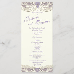 Country Elegance Lavender Floral Wedding Program Programme
