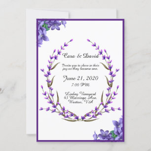Country Elegant Chic Purple Floral Wedding Invitation