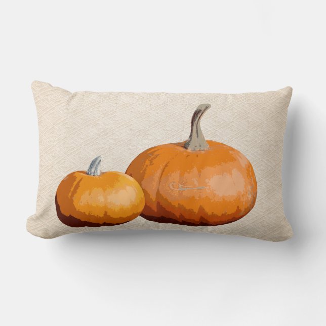 Country Elegant Harvest Pumpkins Faux Textured Lumbar Cushion (Front)