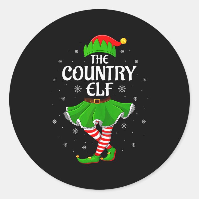 Country Elf Christmas Family Girls Women Elf Squad Classic Round Sticker (Front)