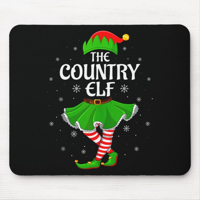 Country Elf Christmas Family Girls Women Elf Squad Mouse Mat (Front)