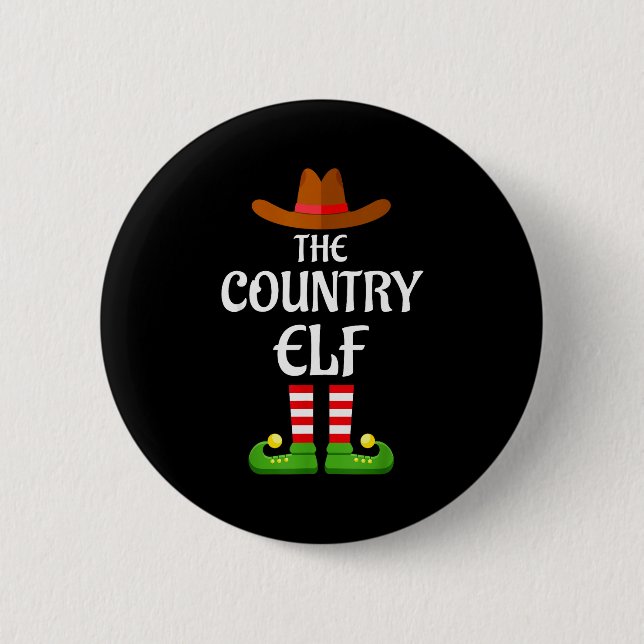Country Elf Family Matching Group Christmas Cowboy 6 Cm Round Badge (Front)