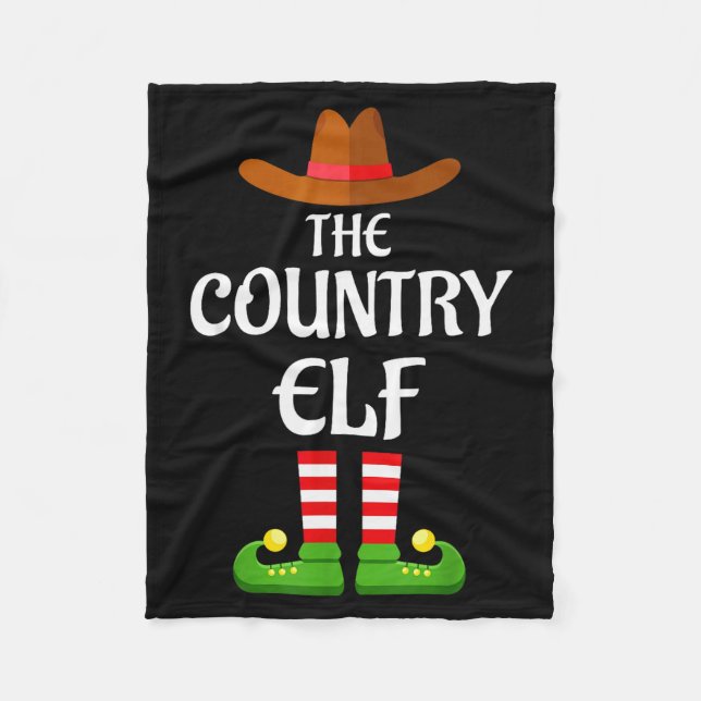 Country Elf Family Matching Group Christmas Cowboy Fleece Blanket (Front)