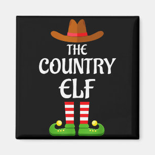 Country Elf Family Matching Group Christmas Cowboy Magnet