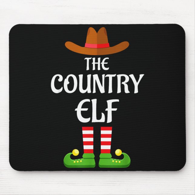 Country Elf Family Matching Group Christmas Cowboy Mouse Mat (Front)