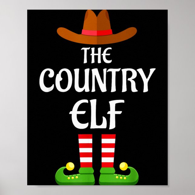 Country Elf Family Matching Group Christmas Cowboy Poster (Front)