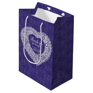 Country fabric and lace effect wedding favour bag