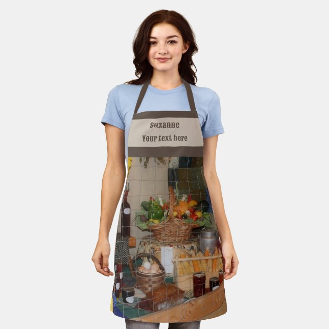 Country Fair Farm Harvest Display Personalised Apron (Worn)