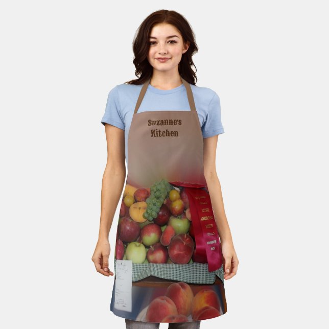 Country Fair Fruit Prize Personalised Apron (Worn)