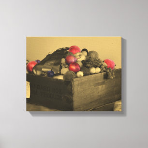 Country Fair Fruit Prize Sepia Partial Colour Canvas Print