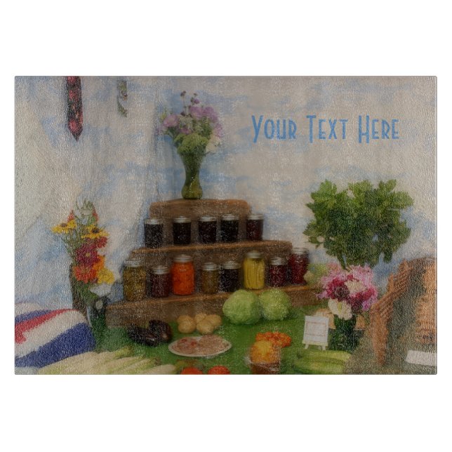 Country Fair Harvest Display Personalised Cutting Board (Front)