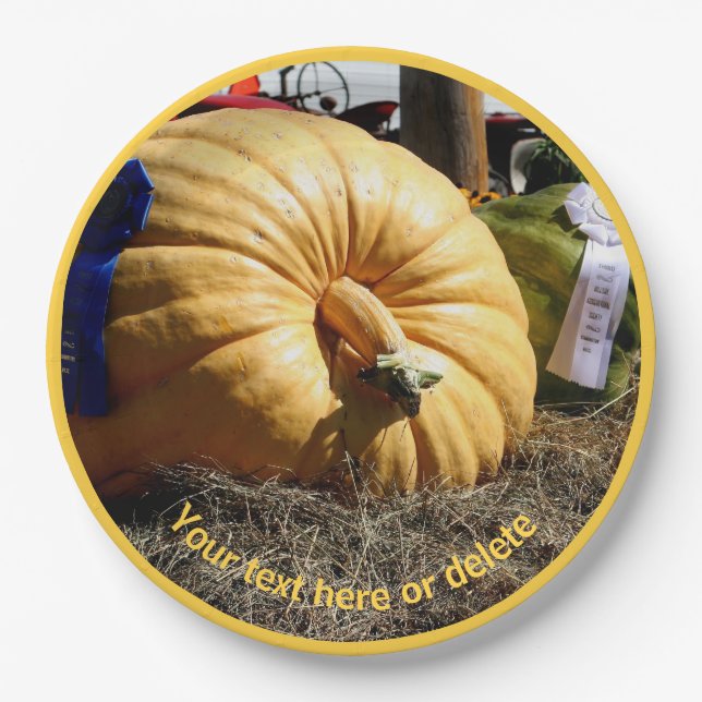 Country Fair Prize Pumpkin Personalised Party   Paper Plate (Front)